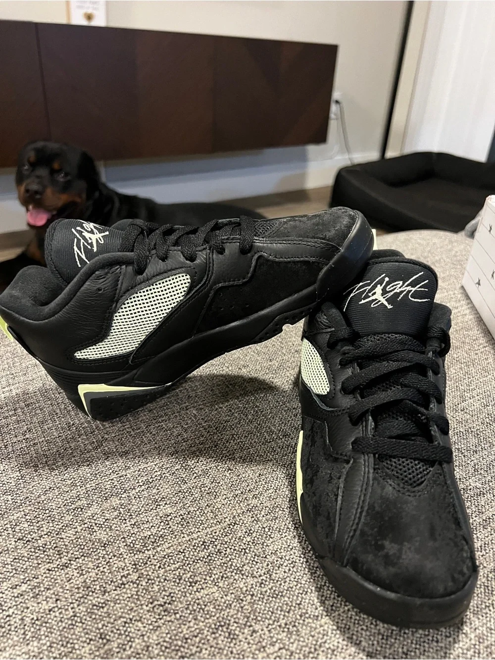 Jordan Men’s Low-Top Sneakers in Black with Light Neon Accents